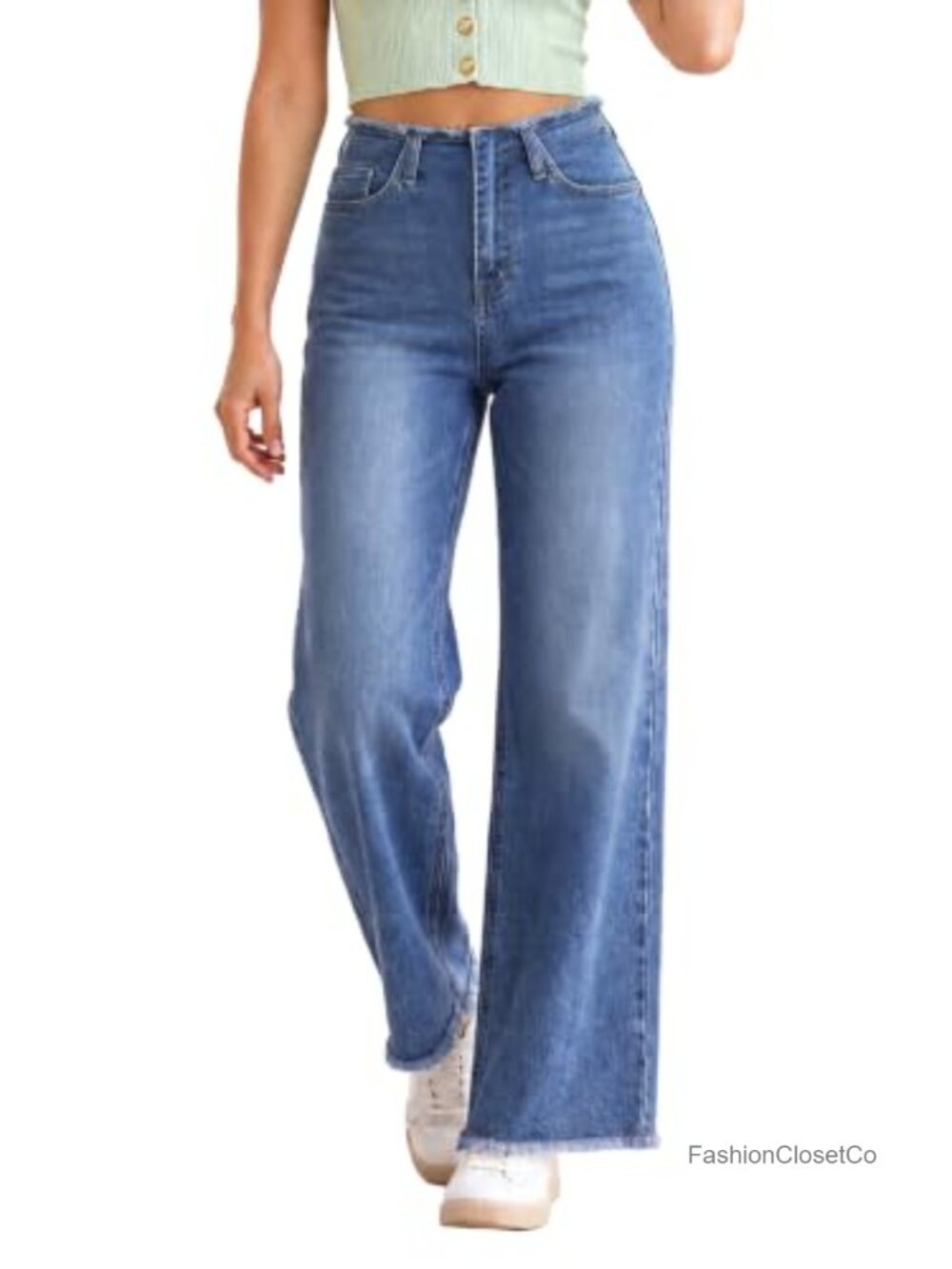Wide Leg Jeans High Waist Stretchy Baggy Denim Pants for Women